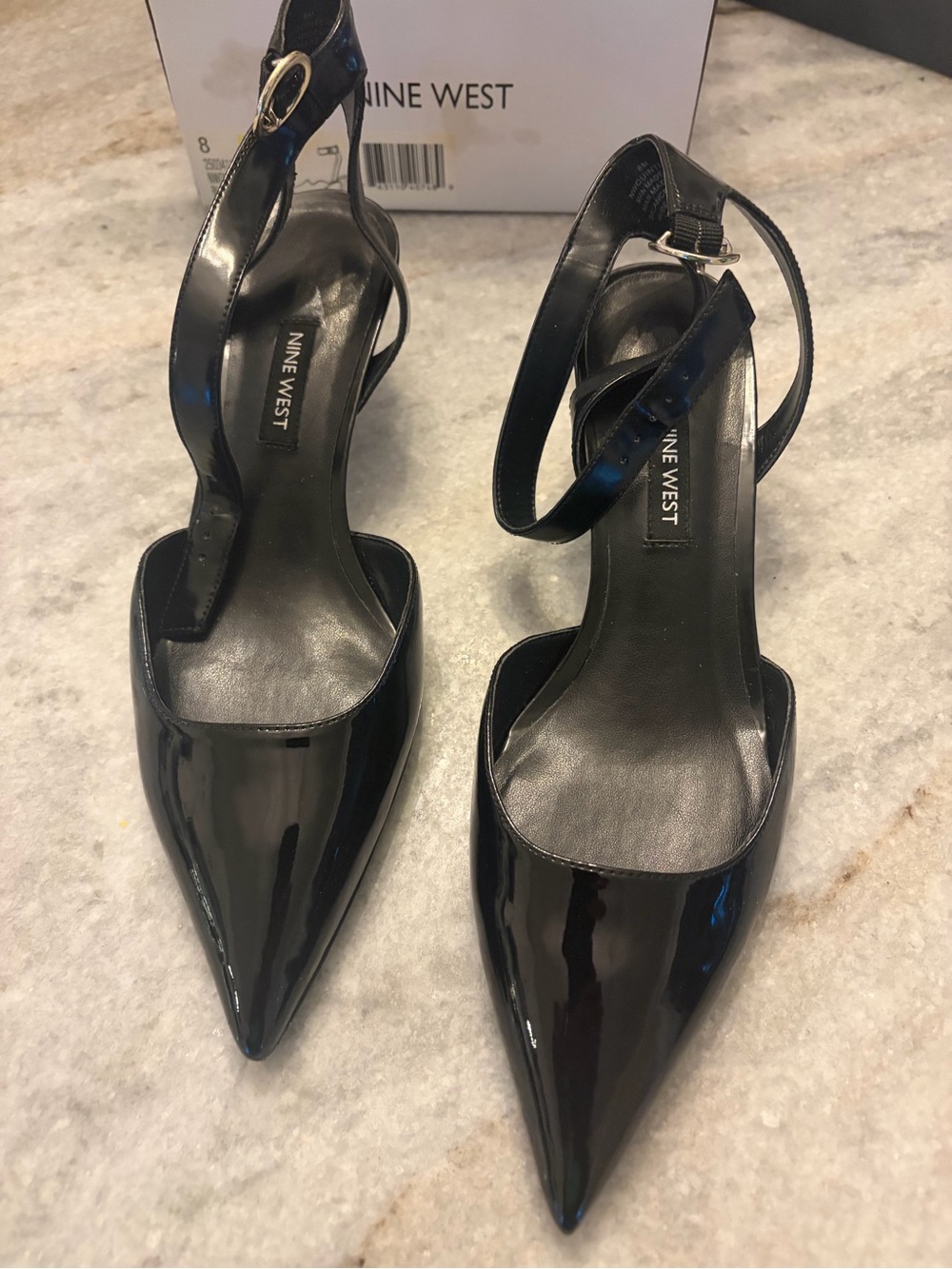 Nine West Black  Pointed Toe Ankle-Strap Heels